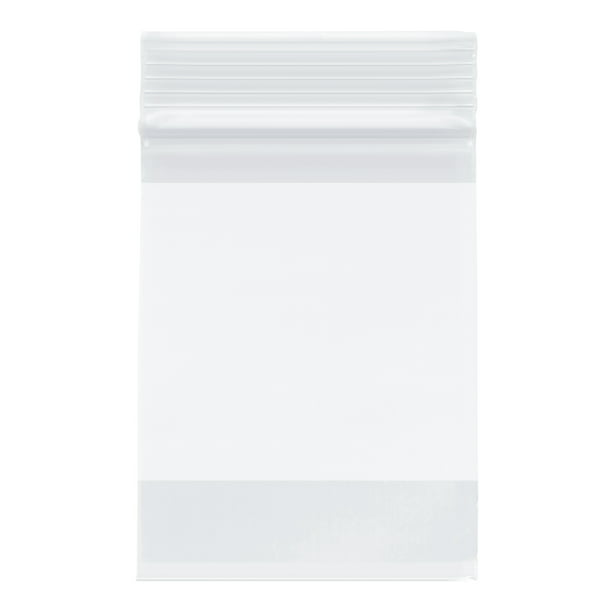 Ziplock Bags Clear White Label Block Zipper Seal Store Reclosable Lip 2 Mil
